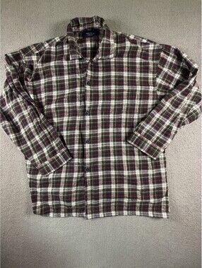 Nwt Mens L Nautica Sleepwear Button Up Shirt Cozy Flannel Plaid